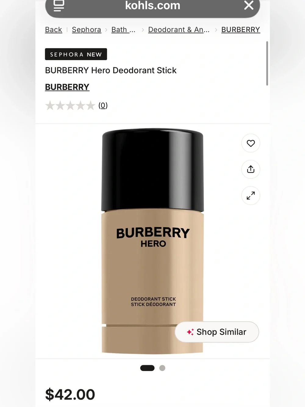 Burberry hero deodorant